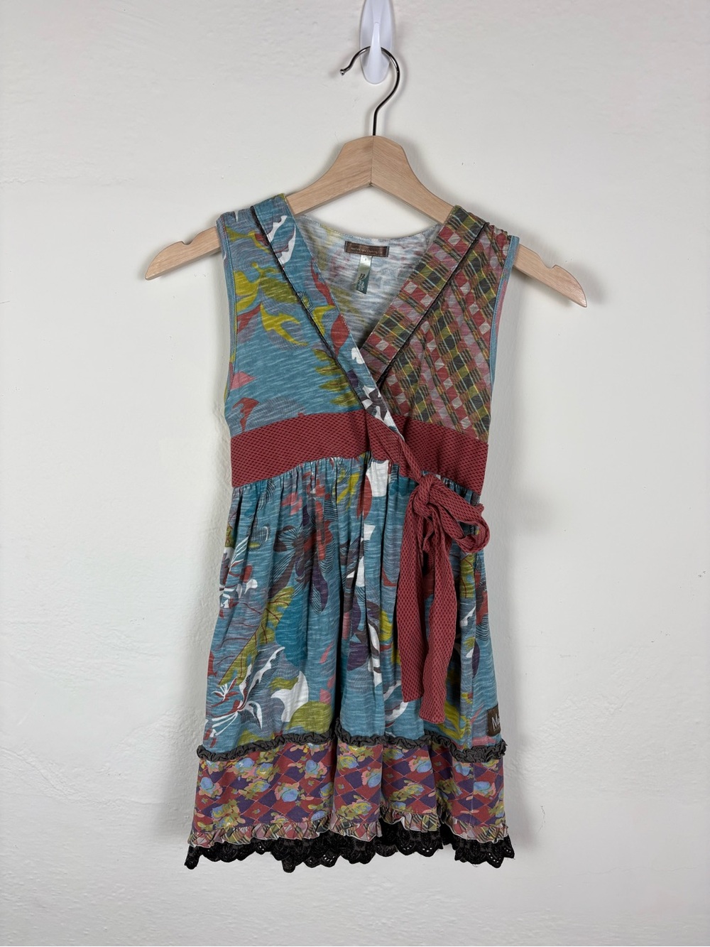 Matilda Jane Girls 8 Vintage Floral Faux Wrap Dress Mixed Print Boho Whimsy